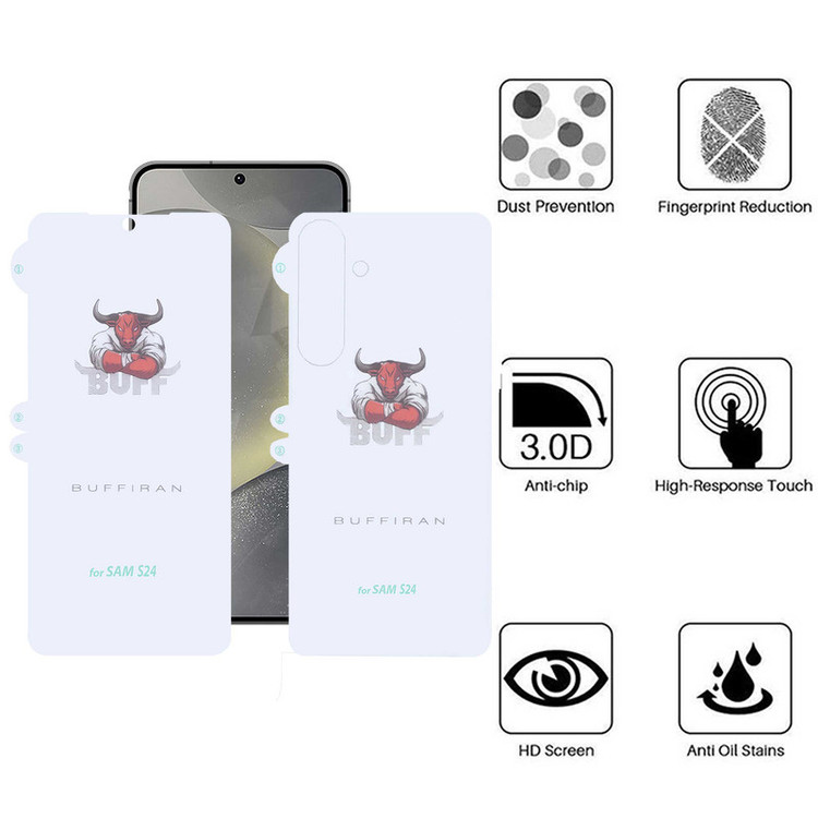 محافظ صفحه نمایش بوف مدل HydroBull-G مناسب برای گوشی موبایل سامسونگ Galaxy S24 به همراه محافظ پشت گوشی
