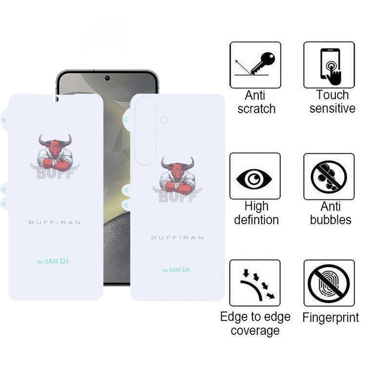 محافظ صفحه نمایش بوف مدل HydroBull-G مناسب برای گوشی موبایل سامسونگ Galaxy S24 به همراه محافظ پشت گوشی