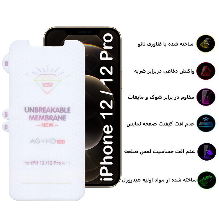 محافظ صفحه نمایش بوف مدل Hydrogel-Double-G مناسب برای گوشی موبایل اپل iPhone 12 / 12 Pro