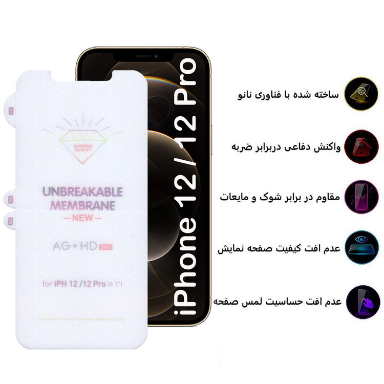 محافظ صفحه نمایش بوف مدل Hydrogel-Double-G مناسب برای گوشی موبایل اپل iPhone 12 / 12 Pro