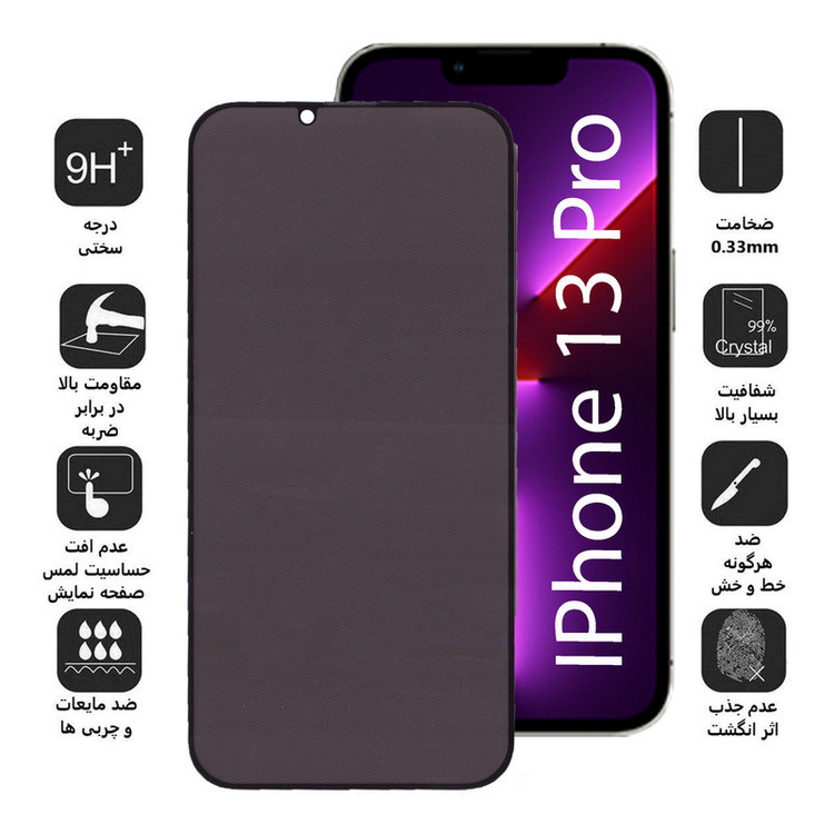 محافظ صفحه نمایش حریم شخصی بوف مدل Privacy-Pro مناسب برای گوشی موبایل اپل Iphone 13 Pro