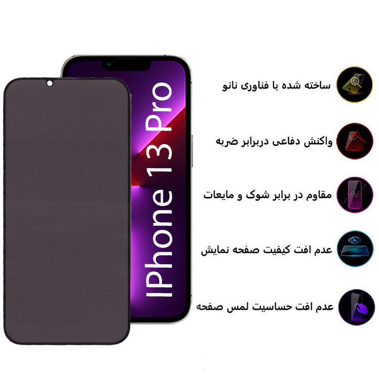 محافظ صفحه نمایش حریم شخصی بوف مدل Privacy-Pro مناسب برای گوشی موبایل اپل Iphone 13 Pro