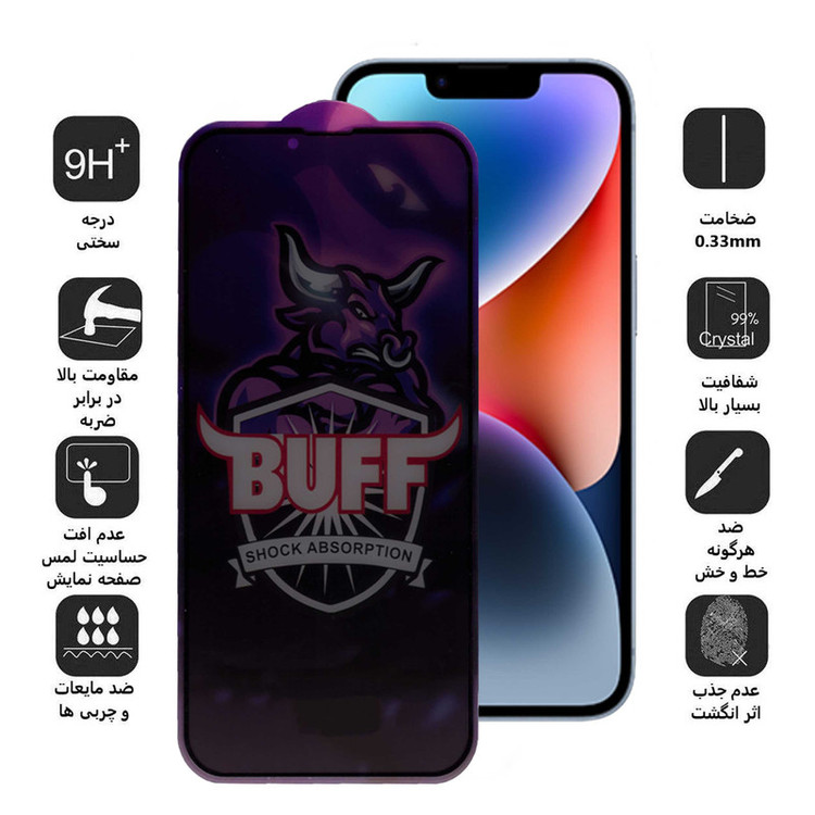 محافظ صفحه نمایش حریم شخصی بوف مدل Privacy Pro Plus-G مناسب برای گوشی موبایل اپل iPhone 13 / 13 Pro / 14