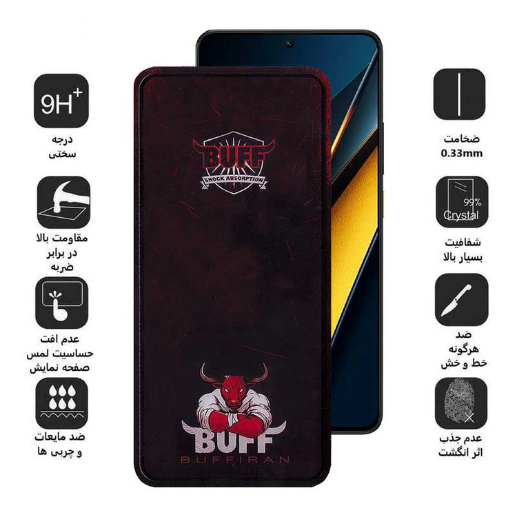 محافظ صفحه نمایش بوف مدل Muscle-Bull-G مناسب برای گوشی موبایل شیائومی Poco X6 Pro 5G / Poco X6 5G / Poco M6 Pro 4G