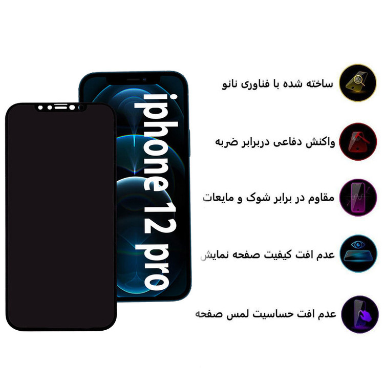 محافظ صفحه نمایش حریم شخصی بوف مدل Pr33 مناسب برای گوشی موبایل اپل Iphone 12 Pro