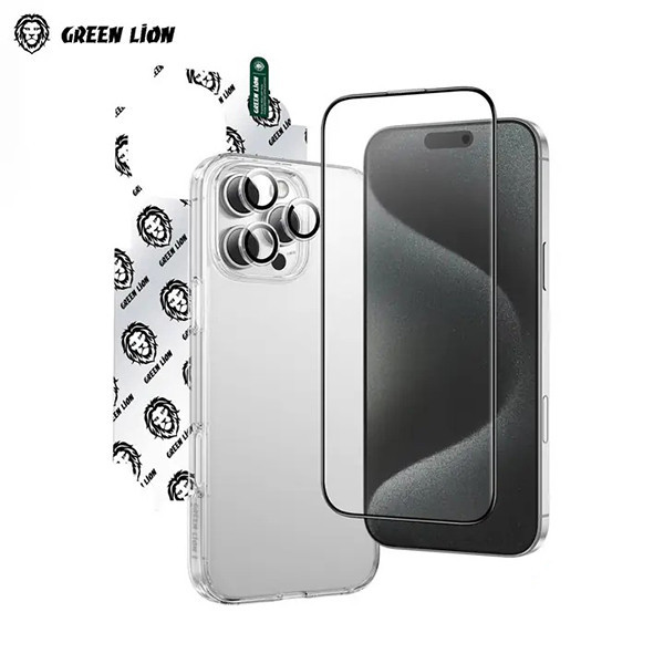 محافظ صفحه نمایش گرین لاین مدل 4in1 DF Pack مناسب برای گوشی موبایل اپل iPhone 16 Pro