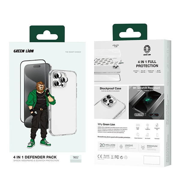 محافظ صفحه نمایش گرین لاین مدل 4in1 DF Pack مناسب برای گوشی موبایل اپل iPhone 16 Pro
