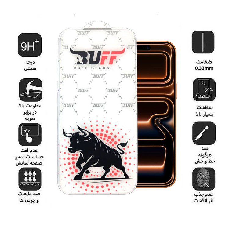 محافظ صفحه نمایش بوف مدل Fighter Clear Edge مناسب برای گوشی موبایل اپل iPhone 17 Pro Max