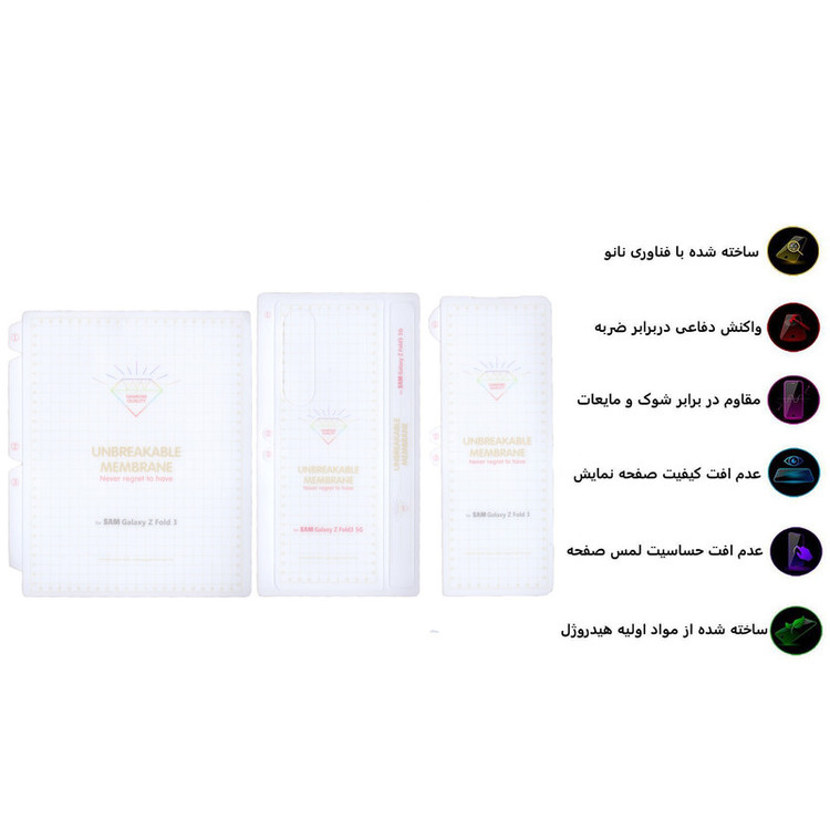 محافظ صفحه نمایش بوف مدل Hg01 مناسب برای گوشی موبایل سامسونگ Galaxy Z Fold 3 به همراه محافظ پشت گوشی