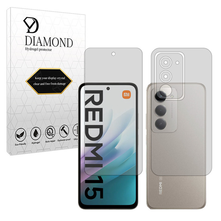 محافظ صفحه نمایش مات دیاموند مدل Tough مناسب برای گوشی موبایل شیائومی Redmi 15 4G به همراه محافظ پشت گوشی