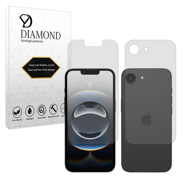محافظ صفحه نمایش مات دیاموند مدل Tough مناسب برای گوشی موبایل اپل iPhone 16e به همراه محافظ پشت گوشی