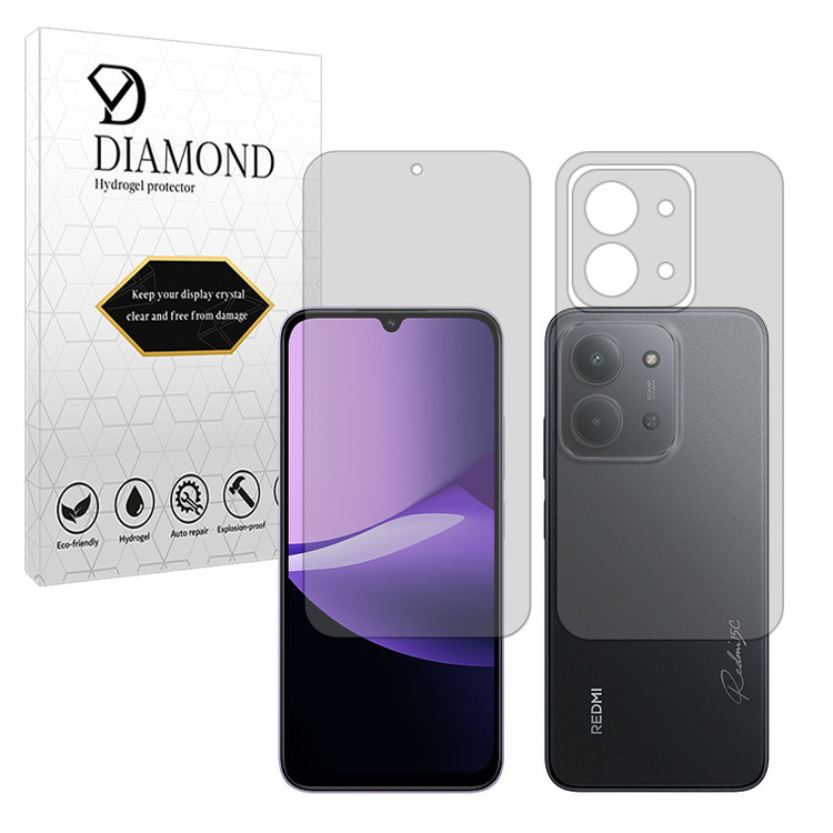 محافظ صفحه نمایش شفاف دیاموند مدل Tough مناسب برای گوشی موبایل شیائومی Redmi 15C 5G به همراه محافظ پشت گوشی