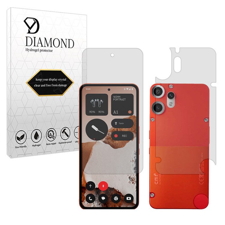 محافظ صفحه نمایش شفاف دیاموند مدل Tough مناسب برای گوشی موبایل ناتینگ CMF Phone 2 Pro به همراه محافظ پشت گوشی