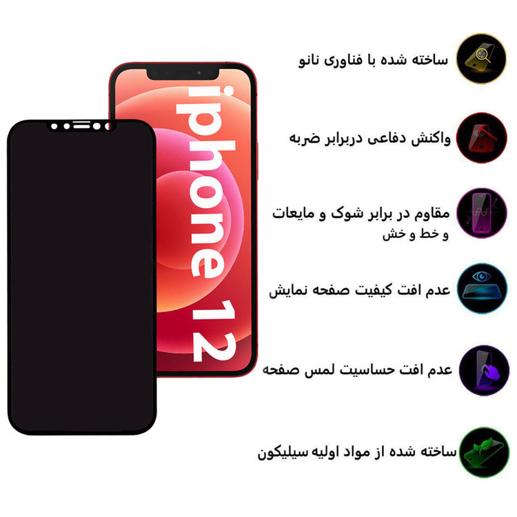 محافظ صفحه نمایش حریم شخصی بوف مدل Pr33 مناسب برای گوشی موبایل اپل Iphone 12