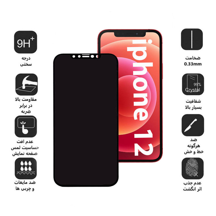 محافظ صفحه نمایش حریم شخصی بوف مدل Pr33 مناسب برای گوشی موبایل اپل Iphone 12
