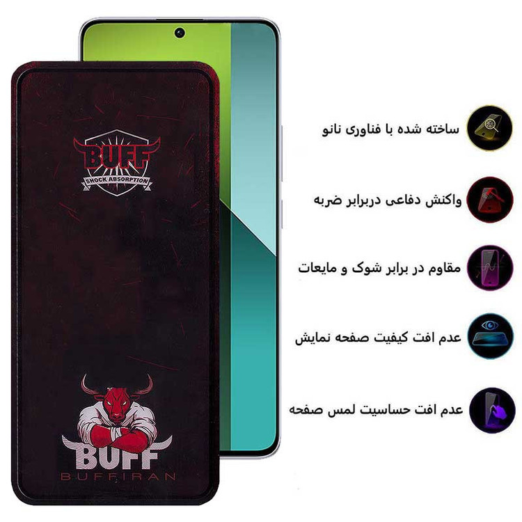 محافظ صفحه نمایش بوف مدل Muscle-Bull-G مناسب برای گوشی موبایل شیائومی Redmi Note 13 4G / 5G / Note 13 Pro 4G / 5G / Note 13R Pro