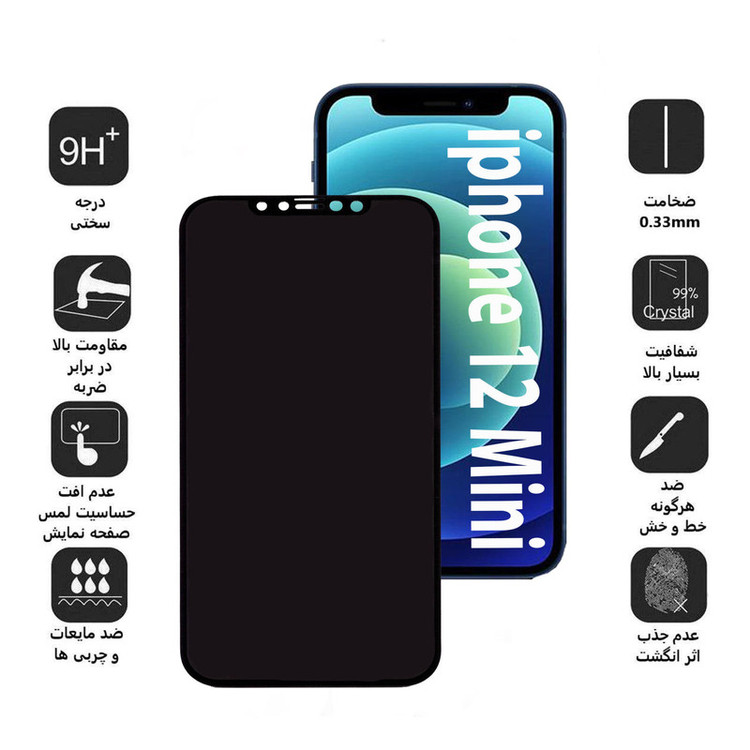محافظ صفحه نمایش حریم شخصی بوف مدل Pr33 مناسب برای گوشی موبایل اپل Iphone 12 Mini
