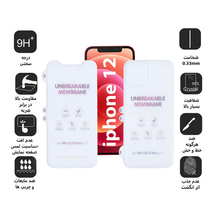 محافظ صفحه نمایش و پشت گوشی مات بوف مدل HgM15 مناسب برای گوشی موبایل اپل iphone 12