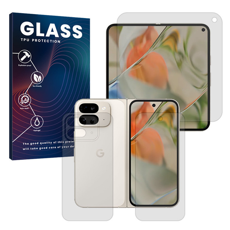 محافظ صفحه نمایش شفاف گلس مدل Resistant مناسب برای گوشی موبایل گوگل Pixel 9 Pro Fold به همراه محافظ پشت گوشی