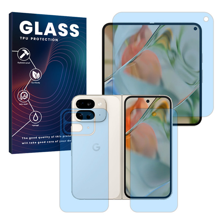 محافظ صفحه نمایش مات ضداشعه آبی گلس مدل Resistant مناسب برای گوشی موبایل گوگل Pixel 9 Pro Fold به همراه محافظ پشت گوشی