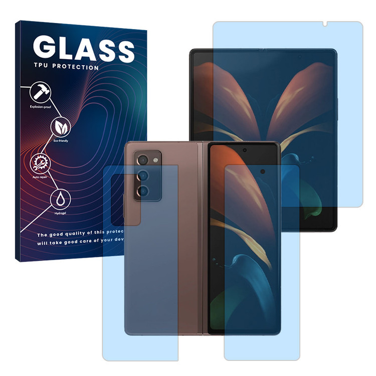 محافظ صفحه نمایش ضداشعه آبی گلس مدل Eye Care مناسب برای گوشی موبایل سامسونگ Galaxy Z Fold 2 به همراه محافظ پشت گوشی