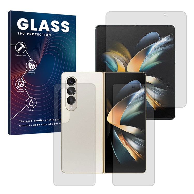 محافظ صفحه نمایش شفاف گلس مدل Resistant مناسب برای گوشی موبایل سامسونگ Galaxy Z Fold 4 به همراه محافظ پشت گوشی