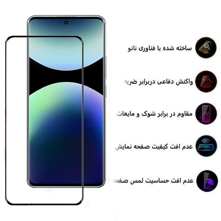 محافظ صفحه نمایش بوف مدل 5D-G مناسب برای گوشی موبایل شیائومی Redmi Note 14 Pro Plus/ Note 14 Pro 4G/5G / Poco X7