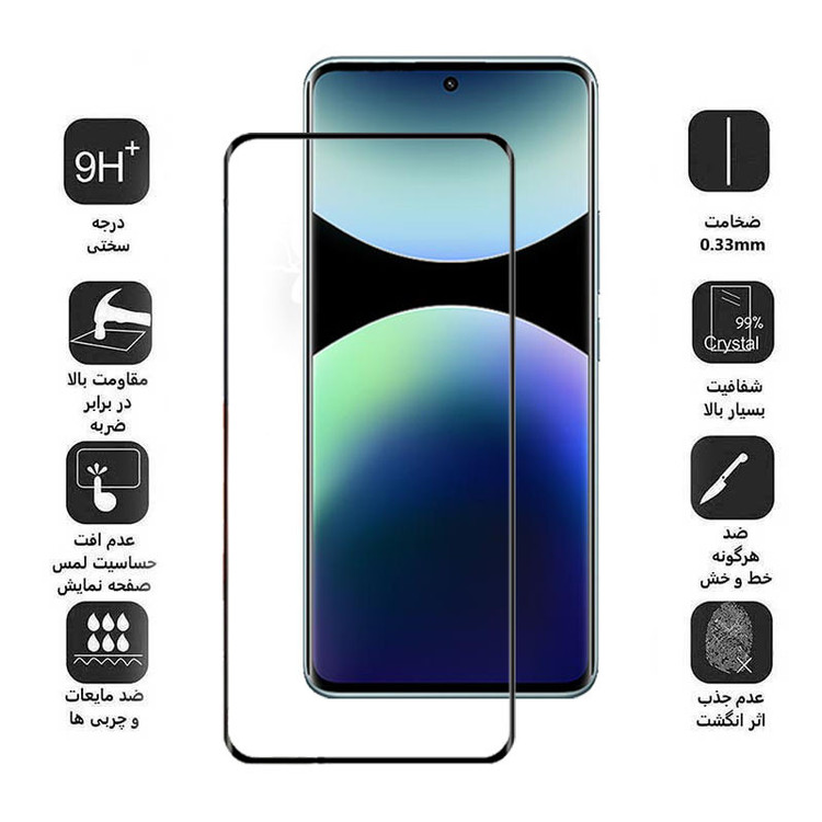 محافظ صفحه نمایش بوف مدل 5D-G مناسب برای گوشی موبایل شیائومی Redmi Note 14 Pro Plus/ Note 14 Pro 4G/5G / Poco X7