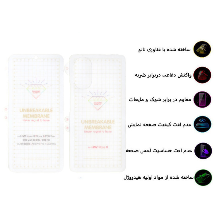 محافظ صفحه نمایش بوف مدل Hydrogel-G مناسب برای گوشی موبایل هوآوی Nova 8 به همراه محافظ پشت گوشی