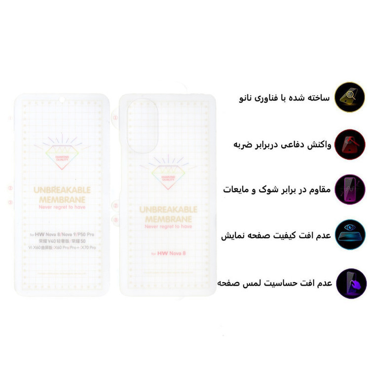 محافظ صفحه نمایش بوف مدل Hydrogel-G مناسب برای گوشی موبایل هوآوی Nova 8 به همراه محافظ پشت گوشی