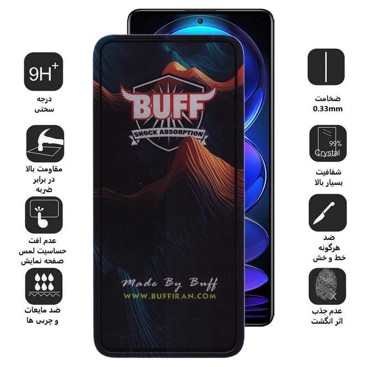 محافظ صفحه نمایش 5D بوف مدل Mountain-G مناسب برای گوشی موبایل شیائومی Redmi Note 12 Pro Plus/Note 12 Pro 4G/5G/Note 12 4G/5G/Note 12 China