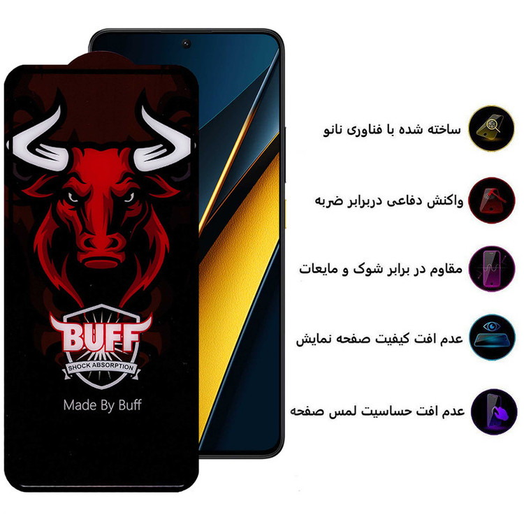 محافظ صفحه نمایش سرامیکی بوف مدل Ceramic Pro-G مناسب برای گوشی موبایل شیائومی Poco X6 Pro / X6 / M6 Pro 4G