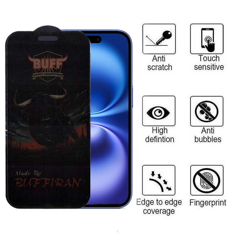 محافظ صفحه نمایش حریم شخصی بوف مدل BullRun Privacy Pro مناسب برای گوشی موبایل اپل iPhone 16/15