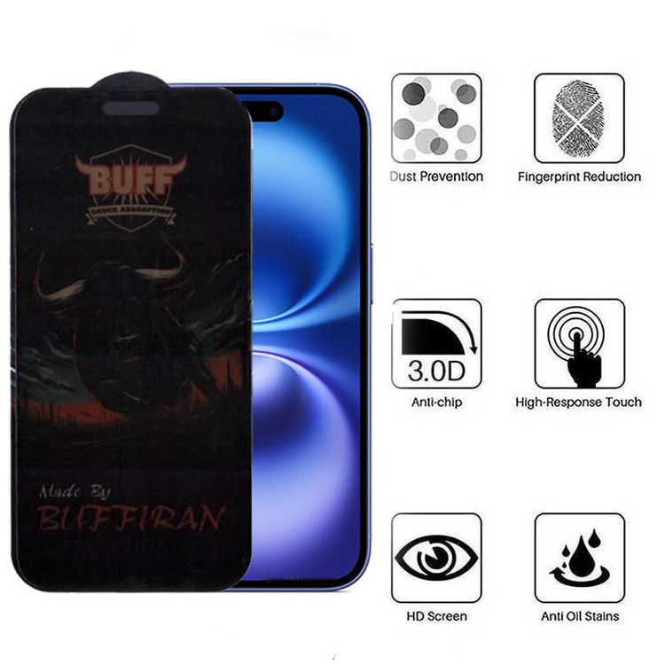 محافظ صفحه نمایش حریم شخصی بوف مدل BullRun Privacy Pro مناسب برای گوشی موبایل اپل iPhone 16/15