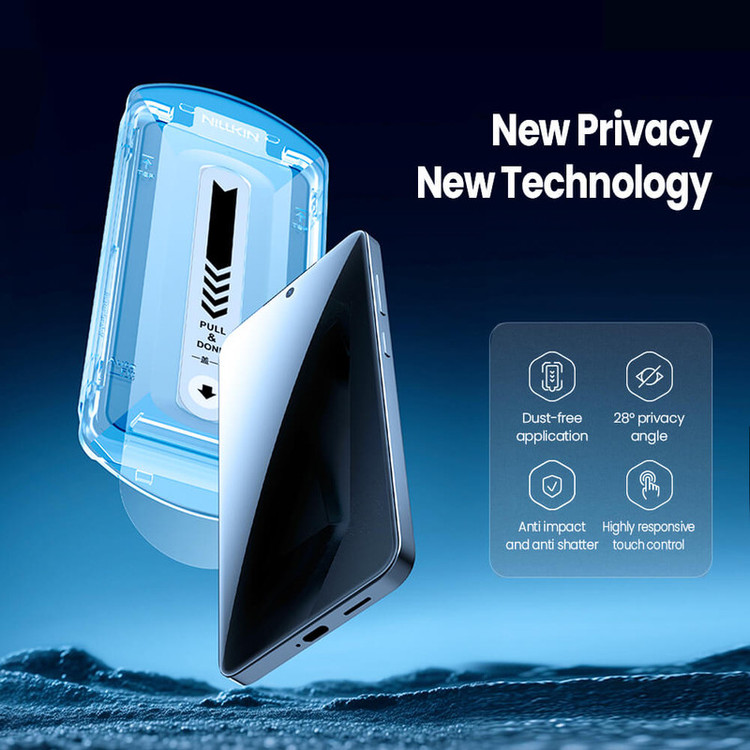 محافظ صفحه نمایش حریم شخصی نیلکین مدل Guardian Full privacy مناسب برای گوشی موبایل سامسونگ Galaxy S25 به همراه کیت نصب