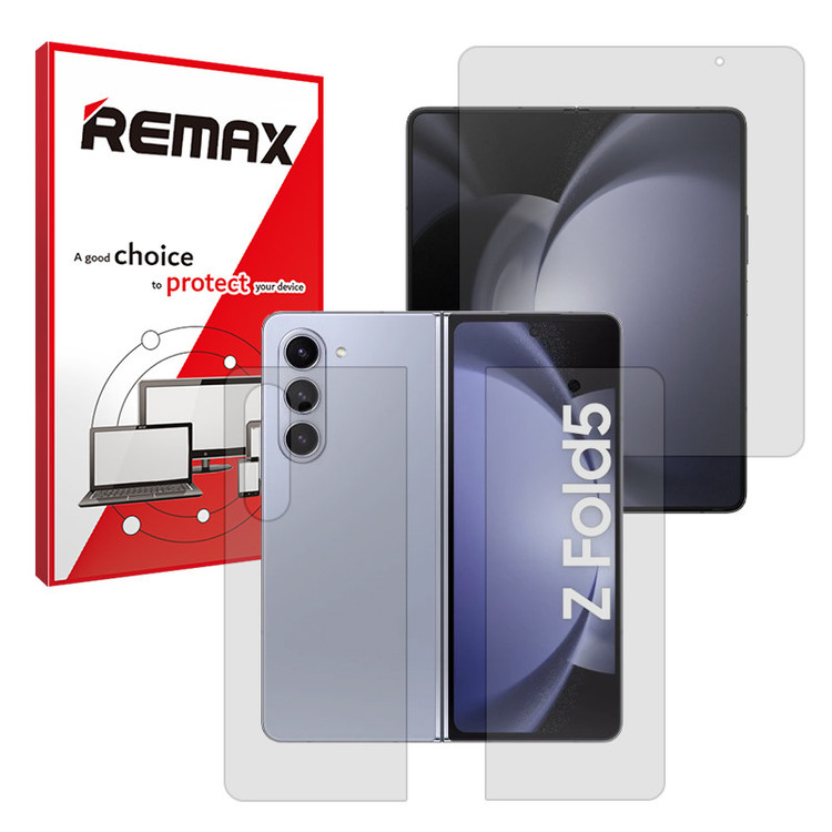 محافظ صفحه نمایش شفاف ریمکس مدل Resistant مناسب برای گوشی موبایل سامسونگ Galaxy Z Fold 5 به همراه محافظ پشت گوشی