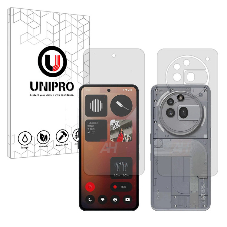 محافظ صفحه نمایش مات یونی پرو مدل Explosion Proof مناسب برای گوشی موبایل ناتینگ Phone 3a Pro به همراه محافظ پشت گوشی