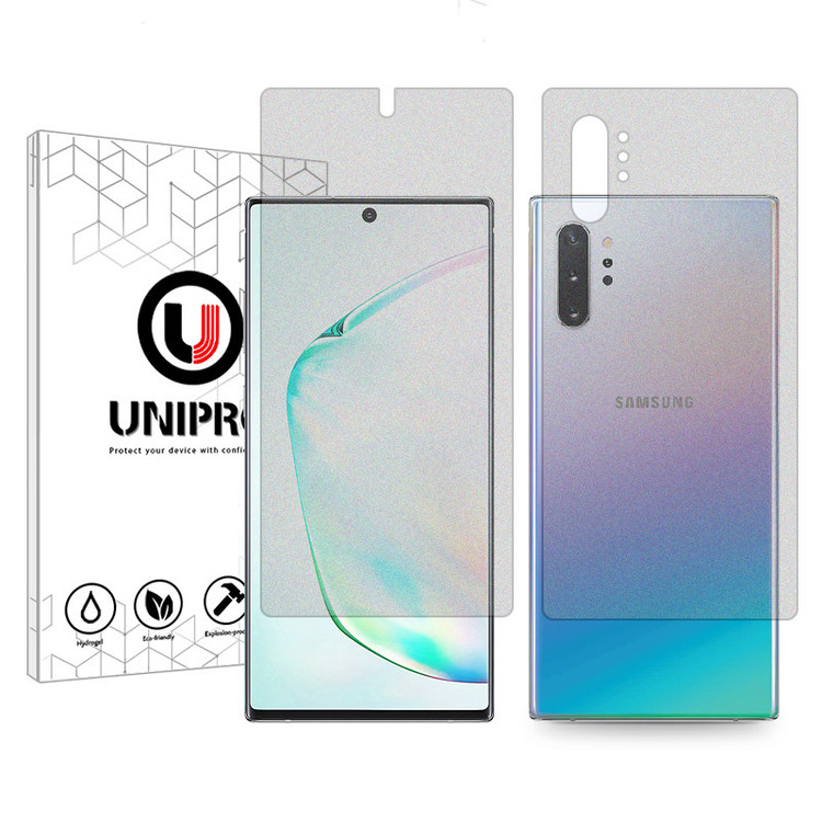 محافظ صفحه نمایش مات یونی پرو مدل Explosion Proof مناسب برای گوشی موبایل سامسونگ Galaxy Note10 Plus به همراه محافظ پشت گوشی