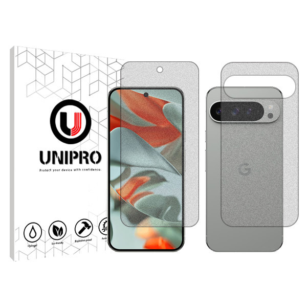 محافظ صفحه نمایش مات یونی پرو مدل Explosion Proof مناسب برای گوشی موبایل گوگل Pixel 9 Pro XL به همراه محافظ پشت گوشی