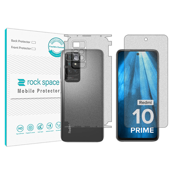 محافظ صفحه نمایش مات راک اسپیس مدل HyMTT مناسب برای گوشی موبایل  شیائومی Redmi 10 Prime 2022 به همراه محافظ پشت گوشی