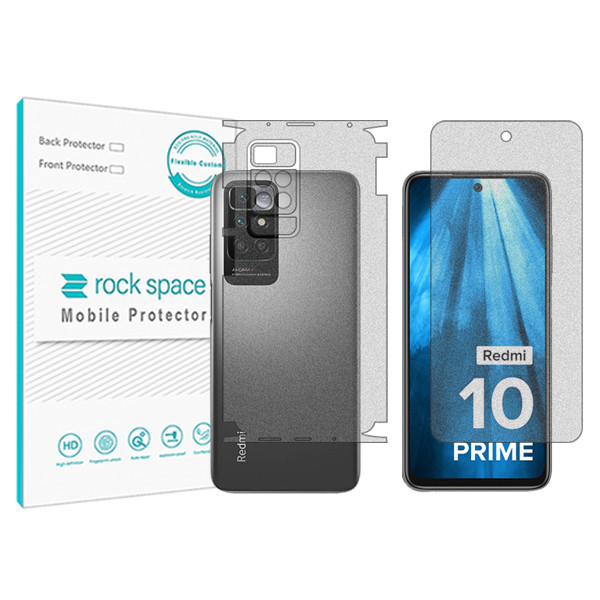 محافظ صفحه نمایش مات راک اسپیس مدل HyMTT مناسب برای گوشی موبایل شیائومی Redmi 10 Prime 2022 به همراه محافظ پشت گوشی