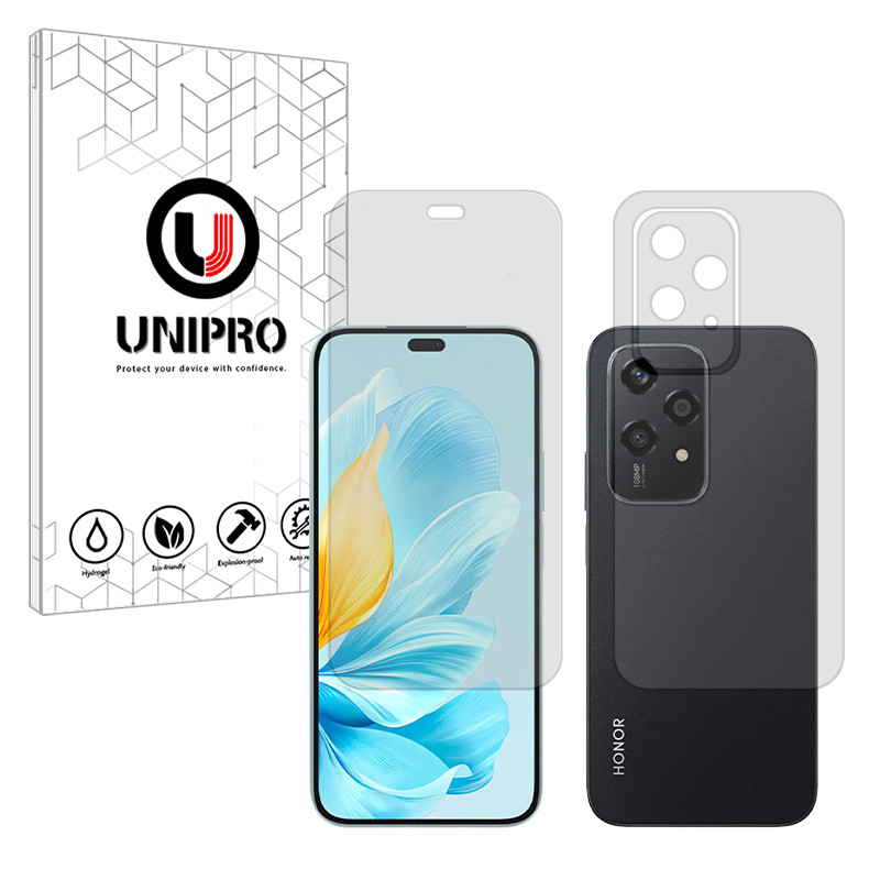 محافظ صفحه نمایش شفاف یونی پرو مدل Explosion Proof مناسب برای گوشی موبایل آنر 200 Lite به همراه محافظ پشت گوشی