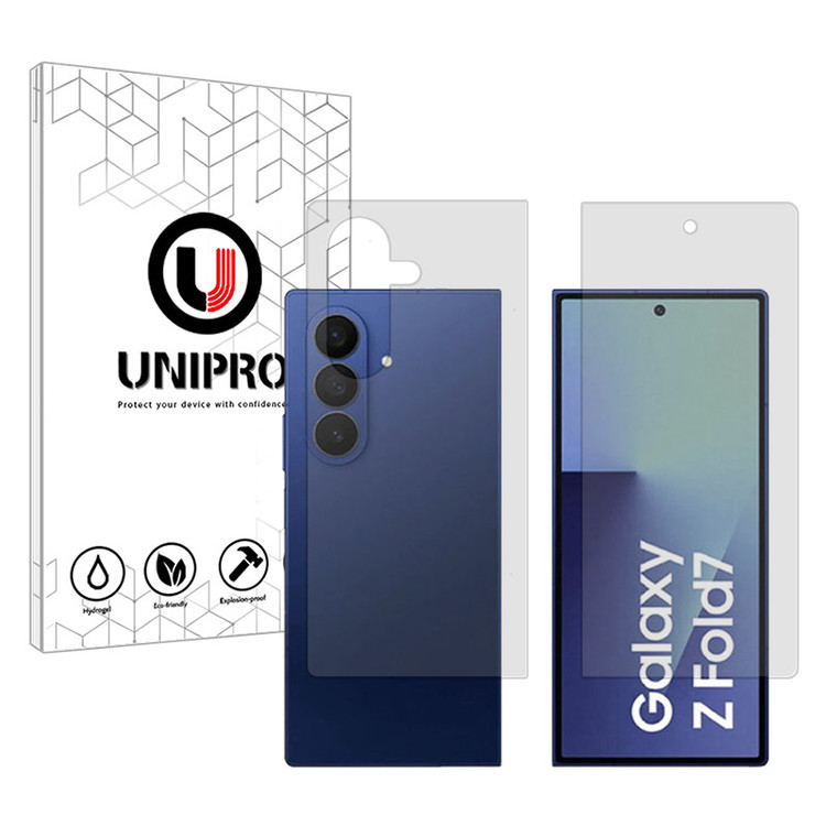 محافظ صفحه نمایش شفاف یونی پرو مدل Explosion Proof مناسب برای گوشی موبایل سامسونگ Galaxy Z Fold7 به همراه محافظ پشت گوشی