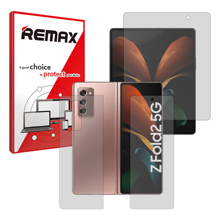 محافظ صفحه نمایش مات ریمکس مدل Resistant مناسب برای گوشی موبایل سامسونگ Galaxy Z Fold 2 به همراه محافظ پشت گوشی