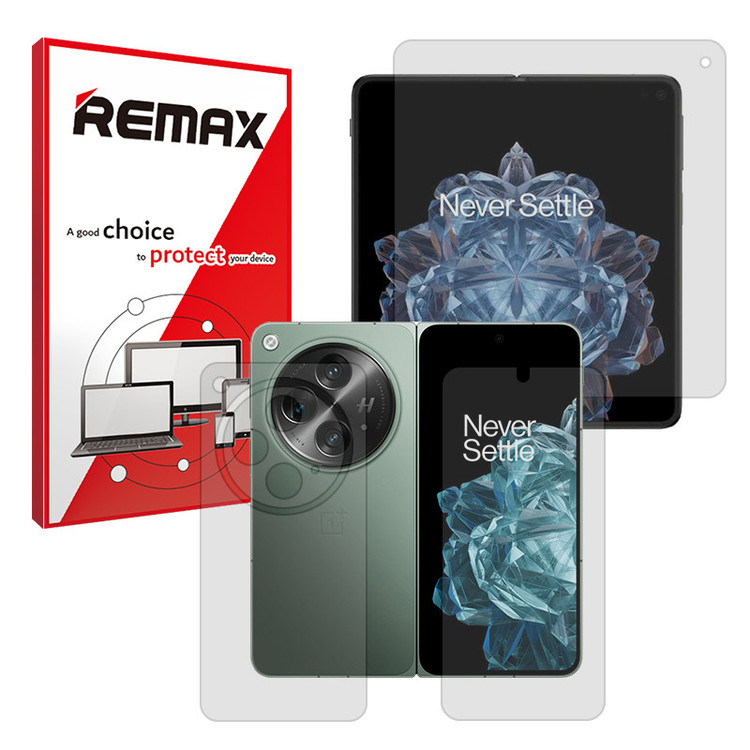محافظ صفحه نمایش شفاف ریمکس مدل Resistant مناسب برای گوشی موبایل وان پلاس Open به همراه محافظ پشت گوشی