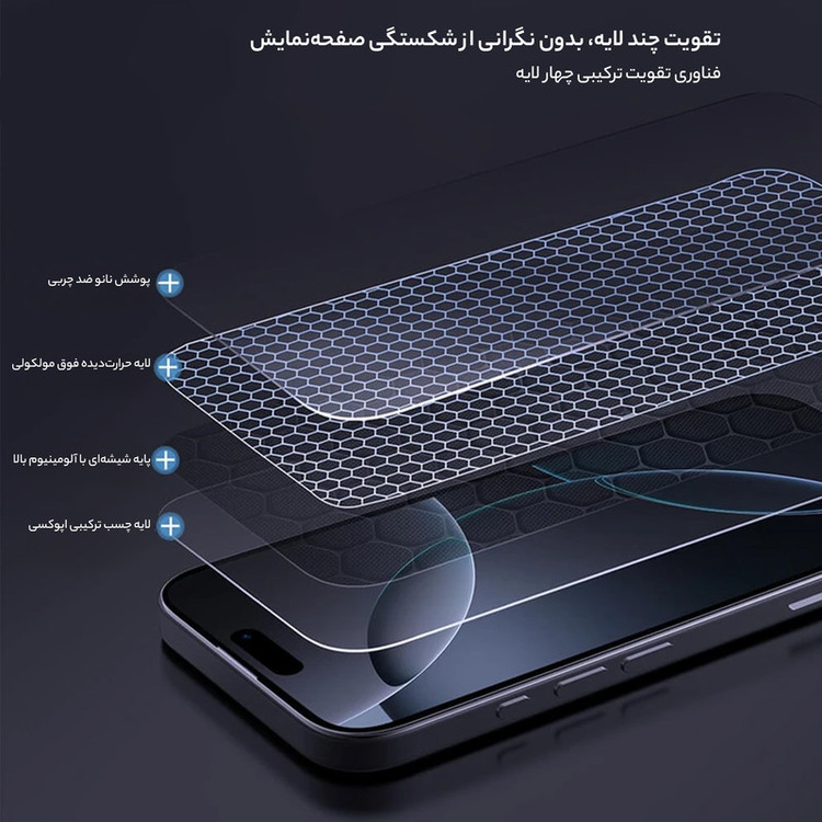 محافظ صفحه نمایش نیلکین مدل H Plus Pro مناسب برای گوشی موبایل اپل iPhone 16 Pro Max به همراه کیت نصب