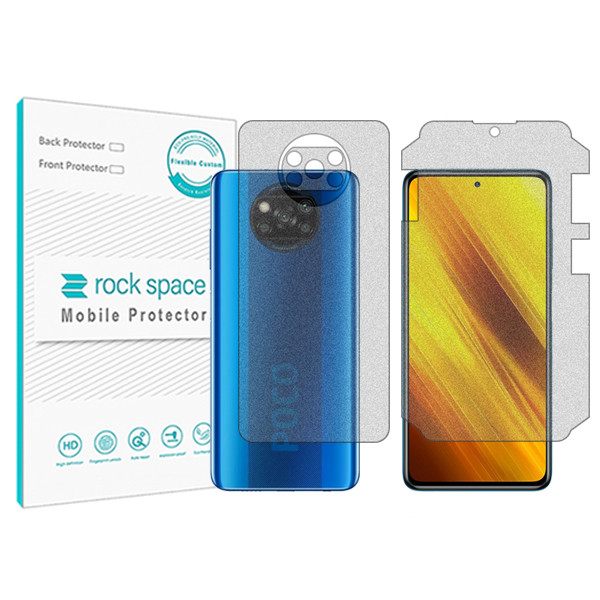 محافظ صفحه نمایش مات راک اسپیس مدل Anti Shock مناسب برای گوشی موبایل شیائومی Poco X3 به همراه محافظ پشت گوشی