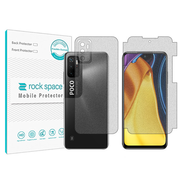 محافظ صفحه نمایش مات راک اسپیس مدل HyMTT مناسب برای گوشی موبایل شیائومی Poco M3 Pro 5G به همراه محافظ پشت