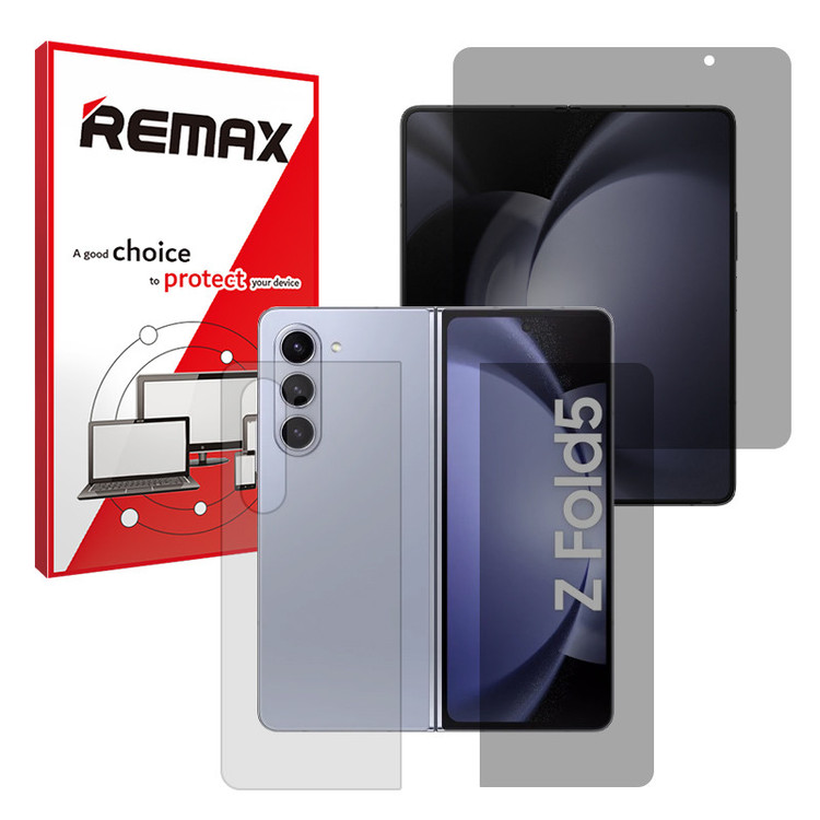 محافظ صفحه نمایش حریم شخصی ریمکس مدل Resistant مناسب برای گوشی موبایل سامسونگ Galaxy Z Fold 5 به همراه محافظ پشت گوشی