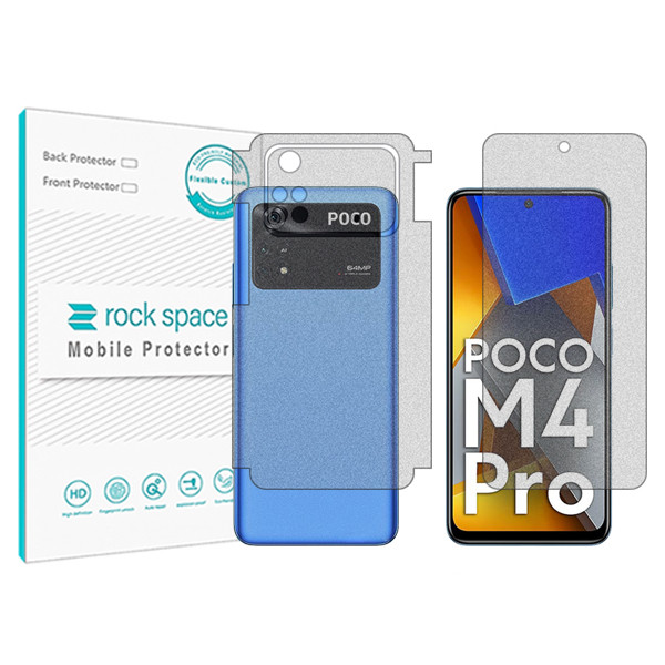 محافظ صفحه نمایش مات راک اسپیس مدل HyMTT مناسب برای گوشی موبایل شیائومی Poco M4 Pro به همراه محافظ پشت